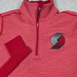 Adidas Sweater Womens M Red NBA Portland Trail Blazers 1/4 Zip Logo Pullover